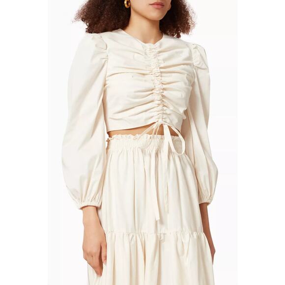 Keepsake Remark Top Ruched Puff Sleeve Cream - S - Picture 2 of 5